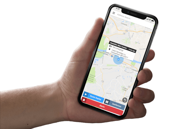 hand holding geofence app