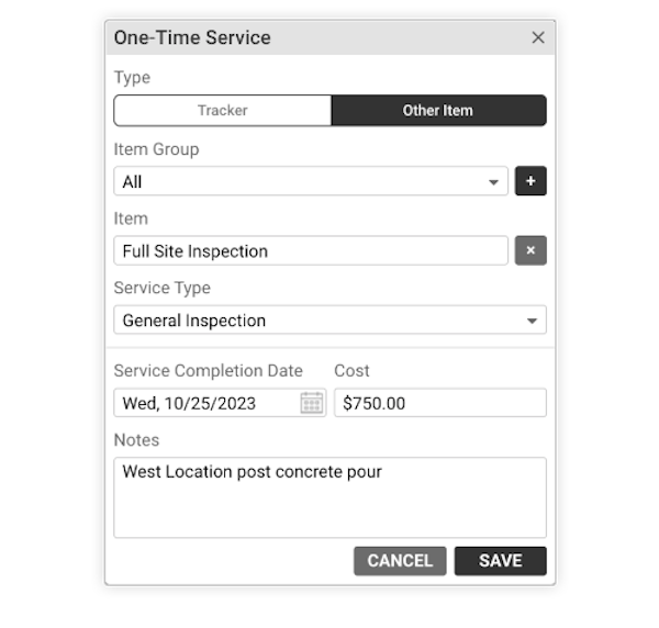 track maintenance on other items